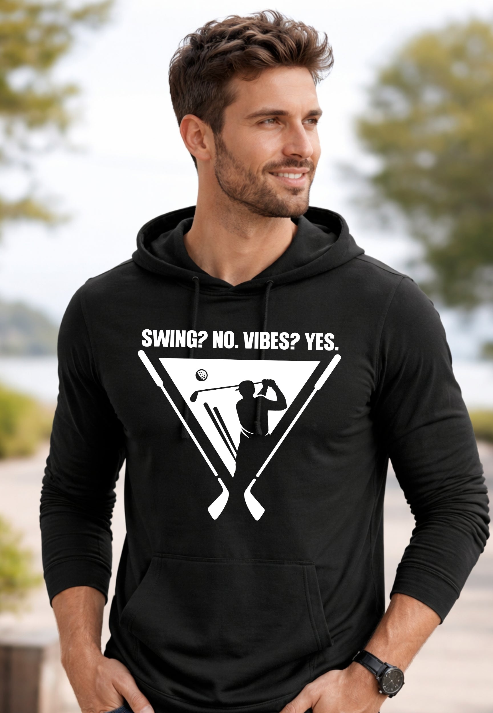 Swing No Vibes Yes Hooded Long Sleeve